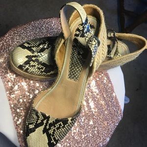 Snake print wedges